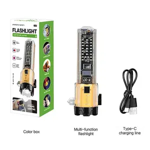 10-in-1 multifunctional safety hammer and window breaker, portable high-intensity LED lumen long-range flashlight
