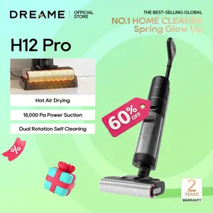 DREAME H12 PRO Series I Wet Dry Vacuum Cleaner, Smart Floor Cleaner Cordless Vacuum and Mop for Hard Floors, One-Step Edge to Edge Cleaning with Hot Air Drying Black