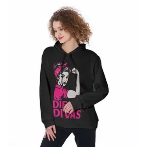 Diesel Divas Power Hoodie - Long Sleeve, Soft Cotton-Blend Fleece, Adjustable Hood with White Drawstring, Kangaroo Pouch Pocket, Bold Graphic, Perfect for Daily Wear