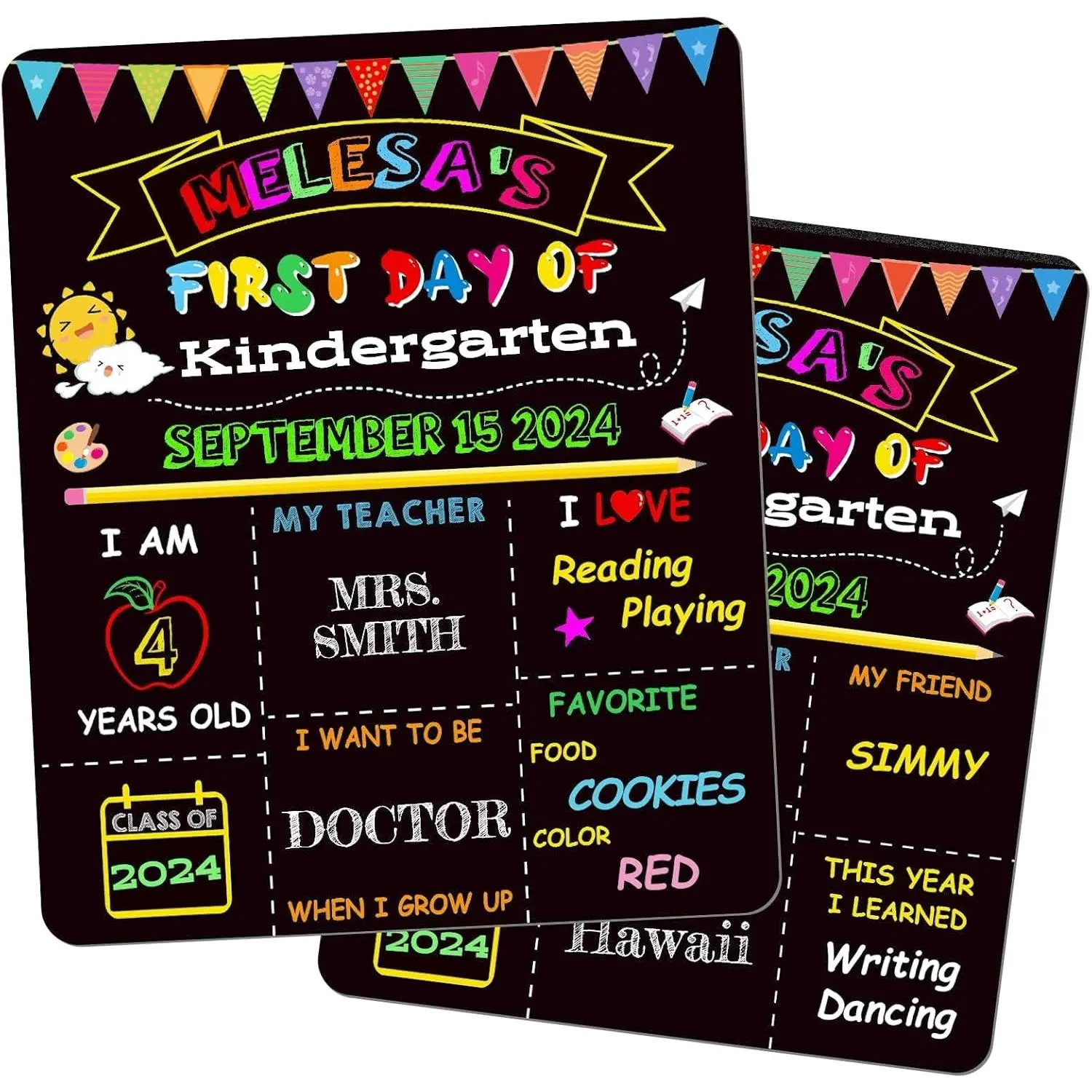 Double-Sided First Day & Last Day Wooden Chalkboard Sign, 10x12in Rugged & Durable Wood Material Unisex Decoration for 1st Grade (Black), First Day Of School, 10" X 12"