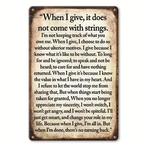 2D 8x12 Inch Inspirational Metal Wall Art - Frameless, Rustic Decor with Motivational Quote for Home, Office, Cafe, or Outdoor Spaces | Perfect Gift for Husband and Friends, Metal Wall Art Decor