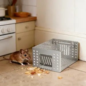 1pc Ultra-Durable Iron Mouse Cage, Humane One-Way Door Live Rat Trap Cage