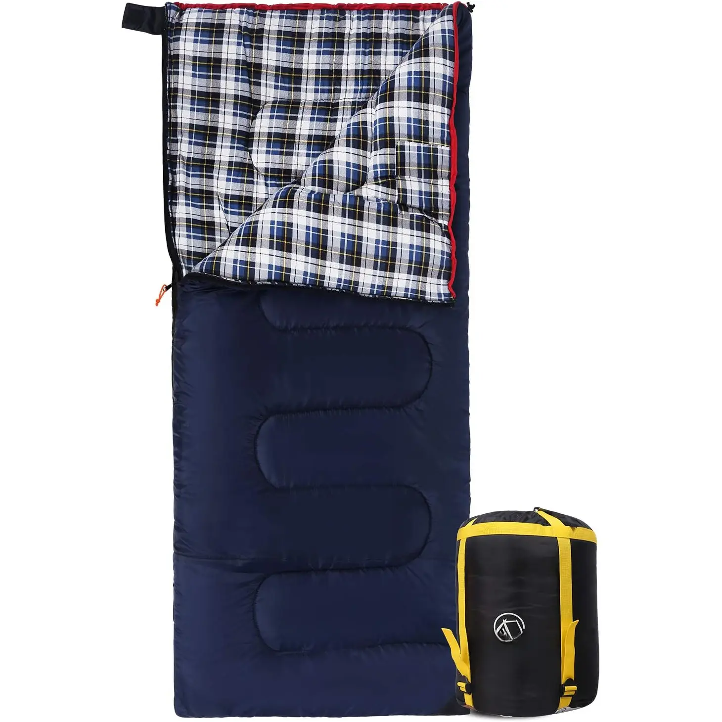 Cotton Flannel Sleeping Bag for Camping Backpacking, Adults Cold Weather Envelope Sleeping Bags with 2/3/4lbs Filling