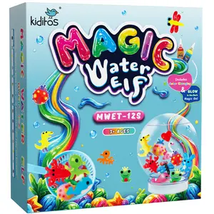 Kiditos DIY Magic Water Elf Set – 12 Gels (Sparkling, Glow, Color Change, Pure), 10 Molds, 1 Bottle, Make Your Own Water Pets, STEM Craft Gift & Party Favor for Kids