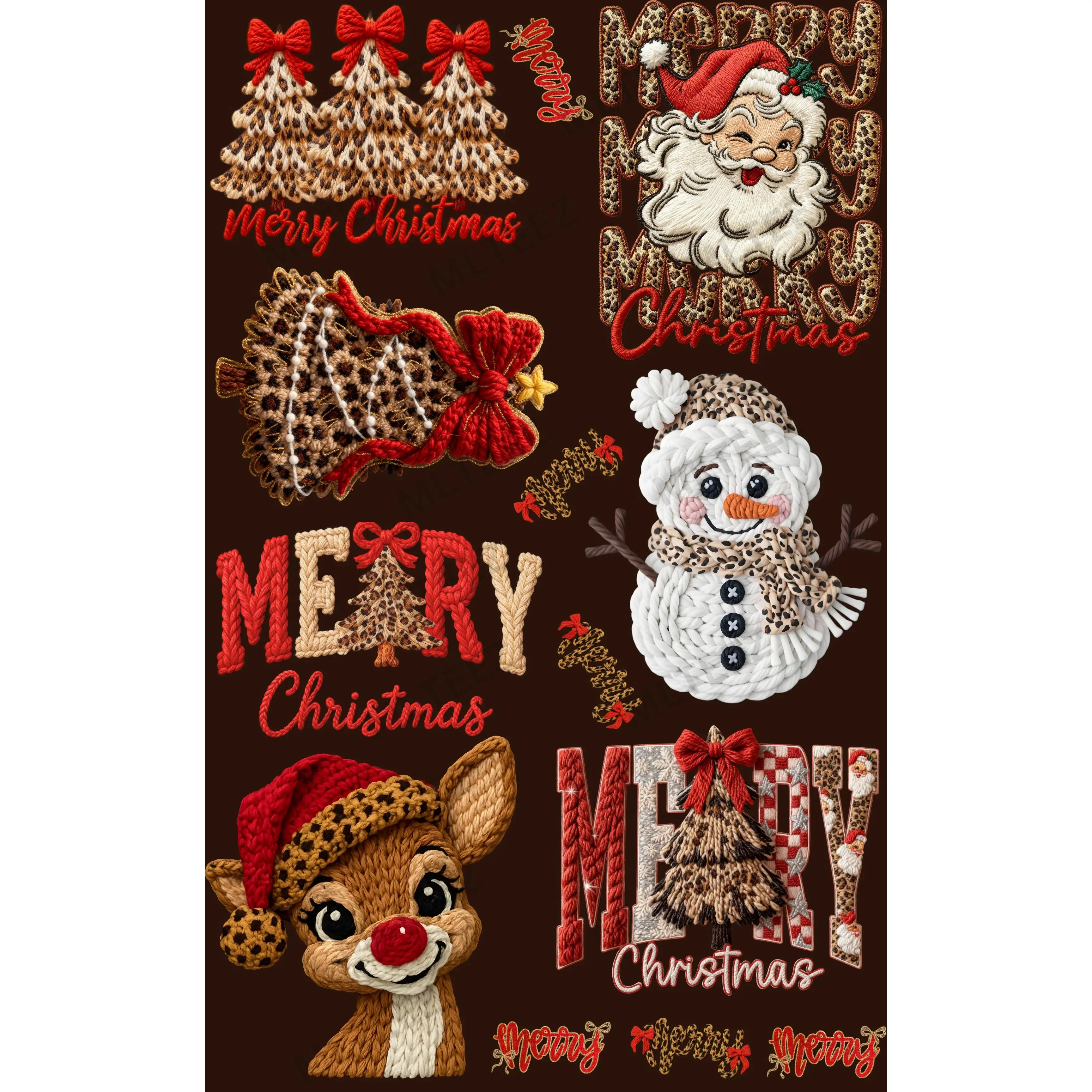 MERRY CHRISTMAS (10) PREMADE GANGSHEET - 22X36 DTF TRANSFERS - DIRECT TO FILM