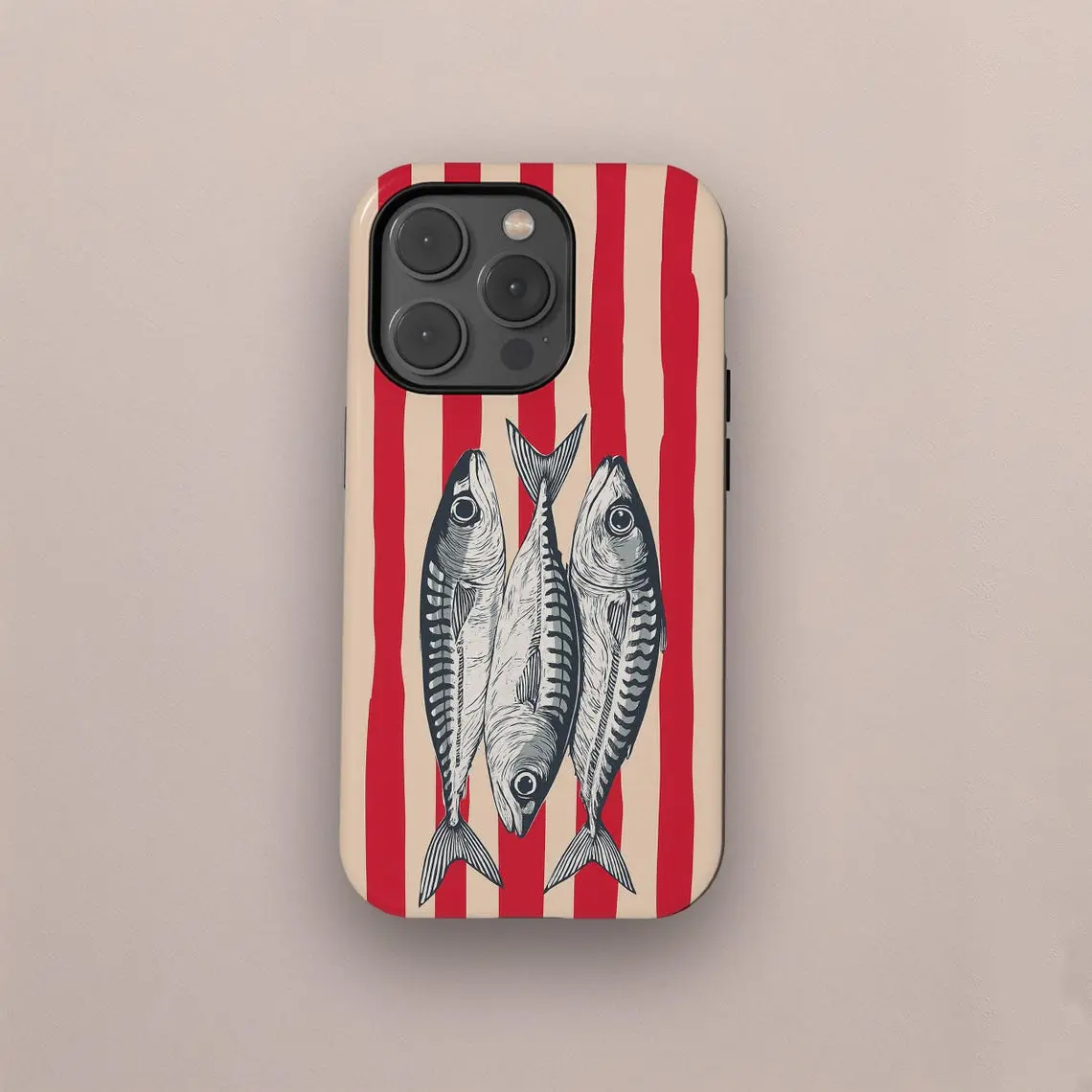 Retro sardine can MagSafe striped phone case, Italian summer-inspired gift, 2-in-1 screen protector and case—durable and suitable for iPhone 17/16/15/14/13/12/11 Pro Max/Plus/Pro, Samsung Galaxy S25/S24/S23 Ultra series.