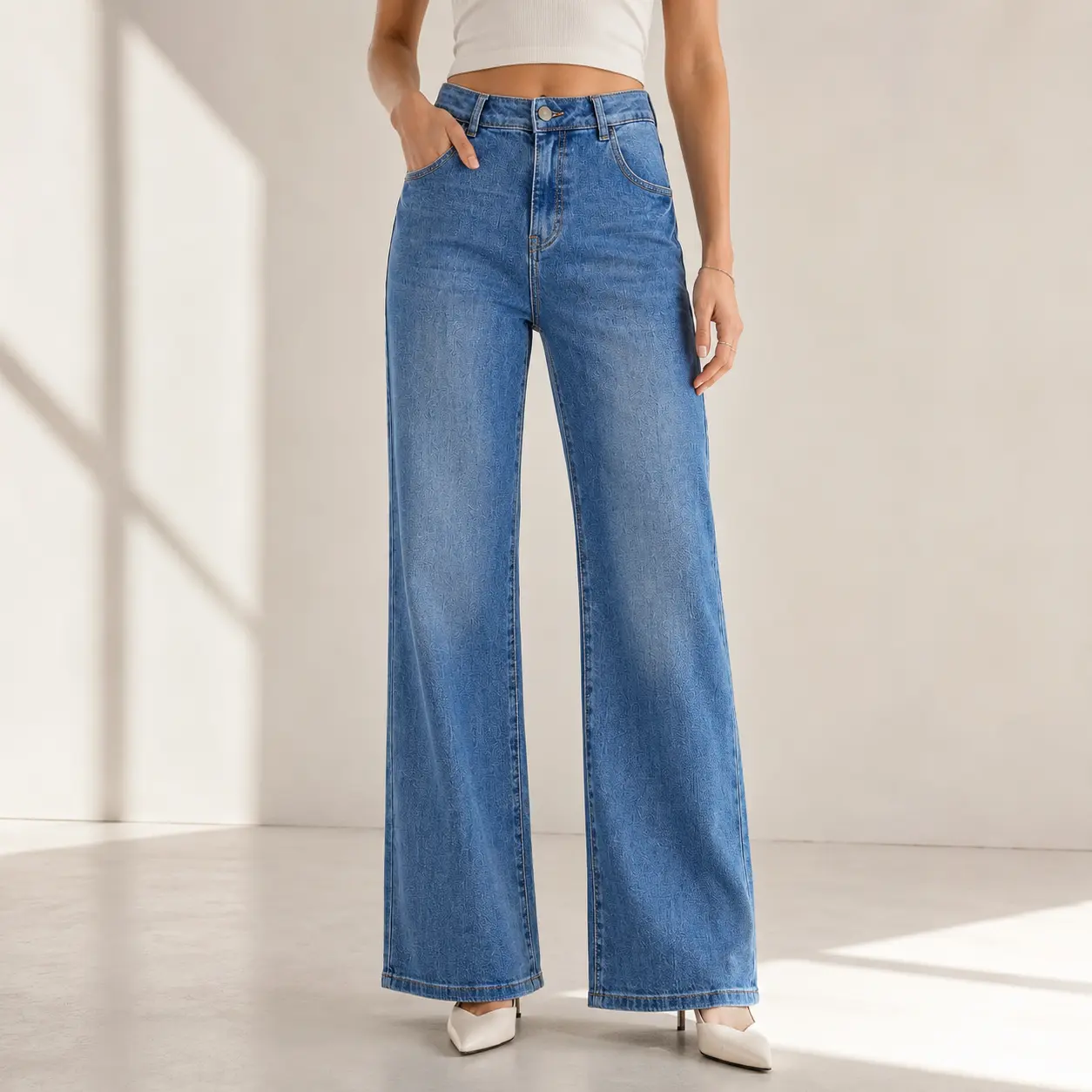 Women's Tall High Waist Straight Leg Jeans - Light-Wash Stretchy Denim with Tummy Control, Minimalist Lightweight Basic Simple Outfits for Everyday Streetwear, Fabric, Fitted, Outdoor, Piece Womenswear, Pants, Jeans For Women, Lady, Style,jean finds, Bott