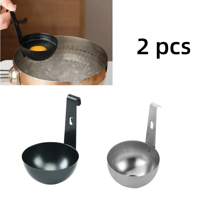 [Back to School]2 Count Stainless Steel Egg Poacher, Hanging Hook Design, Easy to Clean, Ideal for Making Poached and Steamed Eggs for Home Kitchen-MM1