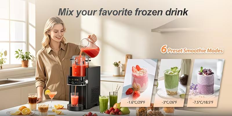 [New Arrival] Slushie Machine & Ice Cream Maker, No Ice Needed 40oz Frozen Drink Maker with 6 Preset Programs, Countertop Slushie Maker for Frozen Margaritas, Milkshakes, Frappé, Ice Cream, Juice & Summer Party Drinks