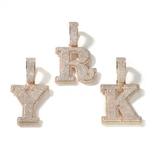 Hip Hop 26 Letters Necklace Personalized Full Set Zirconia Alphanumeric Pendant Jewelry Accessories