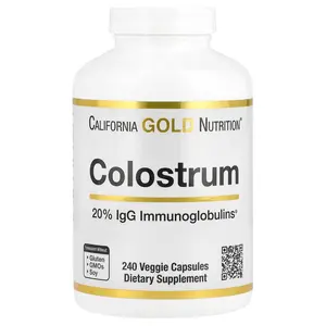 California Gold Nutrition Colostrum with 20% IgG Immunoglobulins, 240 Veggie Capsules