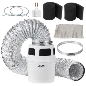 【Summervibes】VEVOR 3-in-1 Indoor Dryer Vent Kit, with Bucket for Electric Dryer with 4-Inch by 5-Feet Extendable Exhaust Hose, Premium Quality & Light Weight & No Extra Accessories Required for Apartments, RVs
