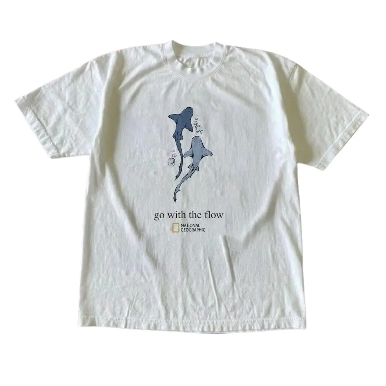 Gildan Go With The Flow Shark Shirt, Vintage Sea Shark Graphic Tee, Cute Retro Ocean Vibes Tshirt, Aesthetic Nature Lover Gift