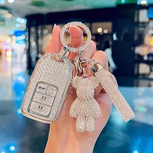 for Honda Key Fob Cover with Keychain Lanyard, Soft TPU Key Fob Protector Compatible with Honda Accord Civic CRV Pilot Odyssey Smart Key Case Holder