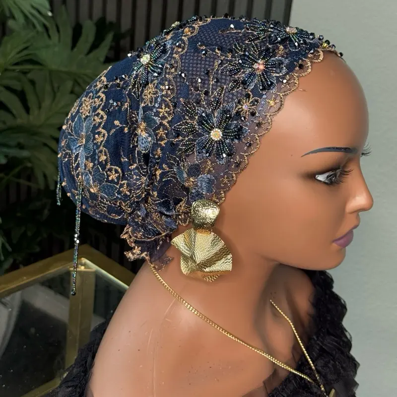 Breathable embellished head cap Breathable embellished head cap