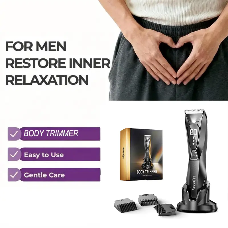 [Summer Finds]SHPAVVER Ball Shaver for Men, Pubic Hair Trimmer for Man - Electric Ball Shaver with Display & Light - Waterproof Wet/Dry Groomer kit for Groin - Wireless Charging - Ceramic Blade with 3 Comb, Male Gifts, Led Lighted