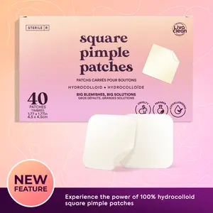LivaClean 40CT XL Hydrocolloid Pimple Patches for Face Oil Control Discreet Coverage for Sensitive Skin Noses Foreheads Chins