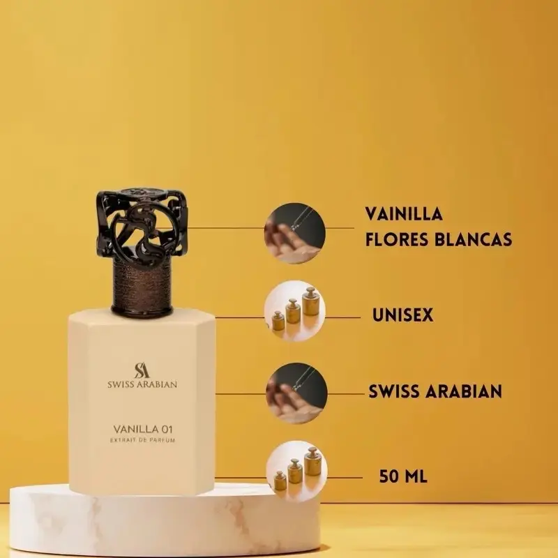 Swiss Arabian Vanilla 01 Extrait De Parfum 50ml | Luxurious Vanilla Orchid & Sandalwood Unisex Fragrance | Long-Lasting Niche Perfume for Women & Men