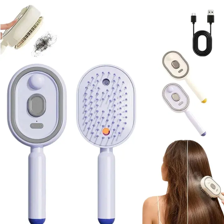 Multifunctional Massage Brush for Hair, 2026 Upgraded Electric Spray Air Cushion Massage Comb (No Essential Oil Included), USB Rechargeable, Self-Cleaning, Anti-Tangle, Anti-Static, Smooth & Nourish, Daily Hair Care