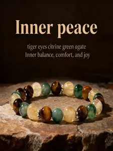 Tiger Eye Citrine Agate Bracelet, Inner Peace Spiritual Jewelry, Boost Confidence Comfort Bracelet, Romantic Healing Bracelet