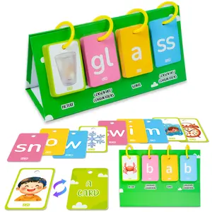 81pcs CVC Word Flip Chart Set - Desktop Interactive Spelling Learning Game Card Kit with Word Building Flash Cards, Kids' Educational Toy & Learning Materials