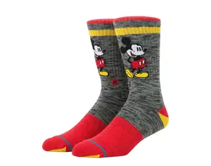 Women's Stance x Disney Vintage Mickey Mouse Crew Socks, Black Character-Themed Mid-Calf Socks