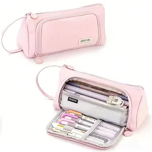 Large Capacity Pencil Case, School Stationery Organizer, Simple Color Design, Easy to Carry, Suitable for Adults and Students