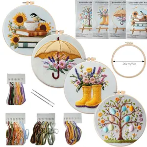 European-Style Sunflower Easter Egg Embroidery Kit with Embroidery Design, DIY Floral Stitching Sewing Tool Set for Home Decor & Handmade Gifting