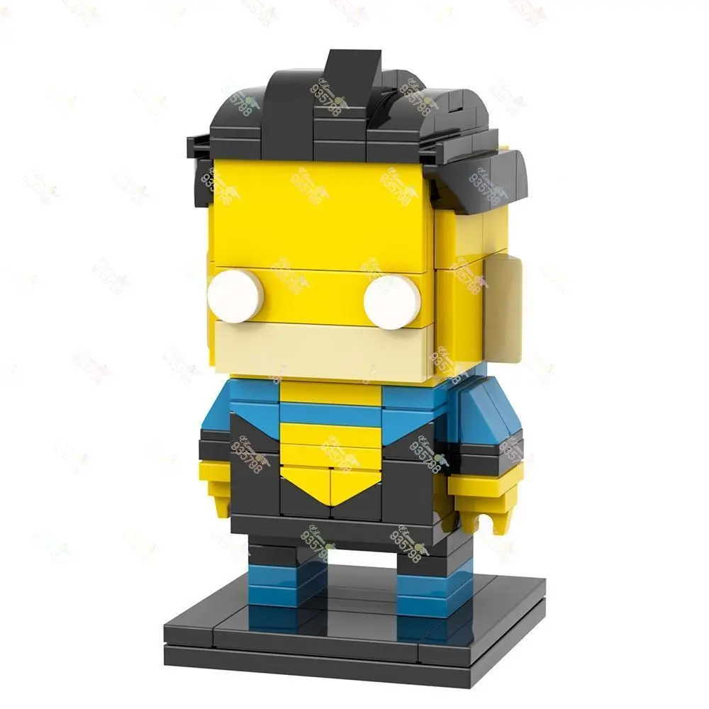 155PCS Invincible MOC Building Blocks Set, DIY Cartoon Caricature Hero Minifigures Action Figure Model Toys for Kids, MOC7162, Hero Character Model