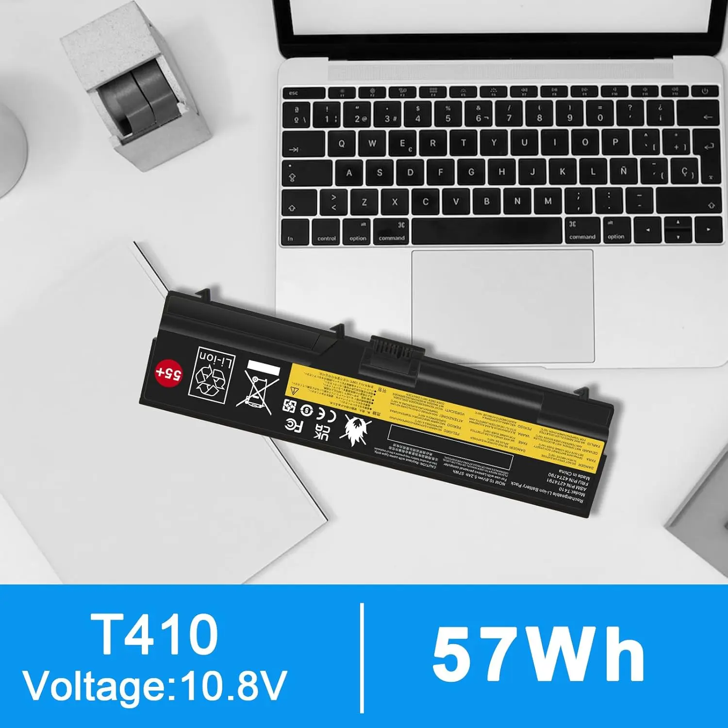 ThinkPad Replacement Laptop Battery for T410, T510, T520, SL410, SL510, E40, E50, L421, L520 - 5200mAh, Easy Installation, 55+ Compatibility, Direct from Manufacturer, Includes Cell