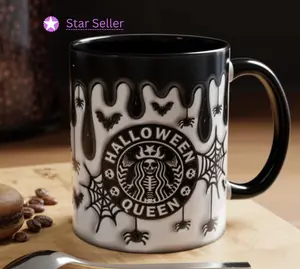Unique Cups Halloween Queen 3D Inflated Halloween Coffee Mug Gift For Her Halloween Decorative Mug Halloween Gift For Her Unique Girls Halloween Cups - hll10984 Beverage Ceramic
