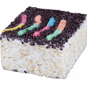 Marshmallow Crispy Cakes- Worms In Dirt