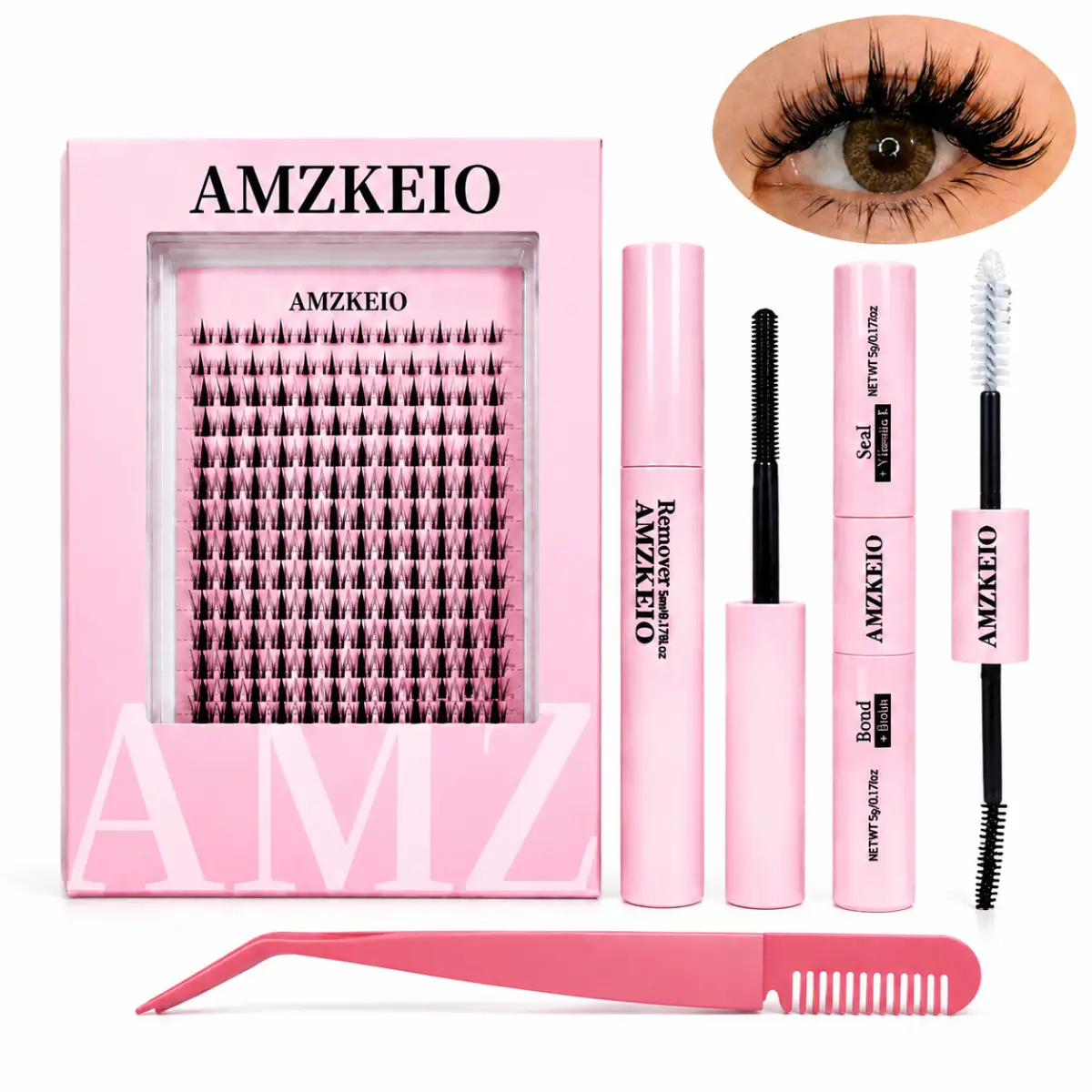 AMZKEIO Star Fringe & Demon Winks DIY Lash Extension Kit - Lightweight Synthetic Water-Proof Clusters, Individual Wispy Volume Eyelashes, Natural Curve, Thin Fiber, Beginner-Friendly, Bond & Seal, Tweezer for Home Makeup,familyfun
