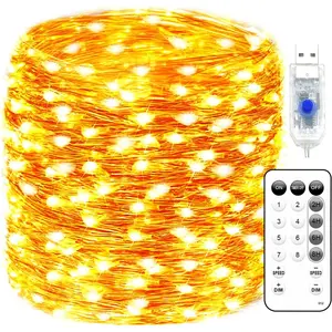 Fairy Lights Plug in 66FT 200 LED USB Twinkle Lights for Bedroom Copper Wire Lights with Remote and Timer 8 Modes, Waterproof String Lights for Dorm DIY Party Christmas Decoration（Warm White）