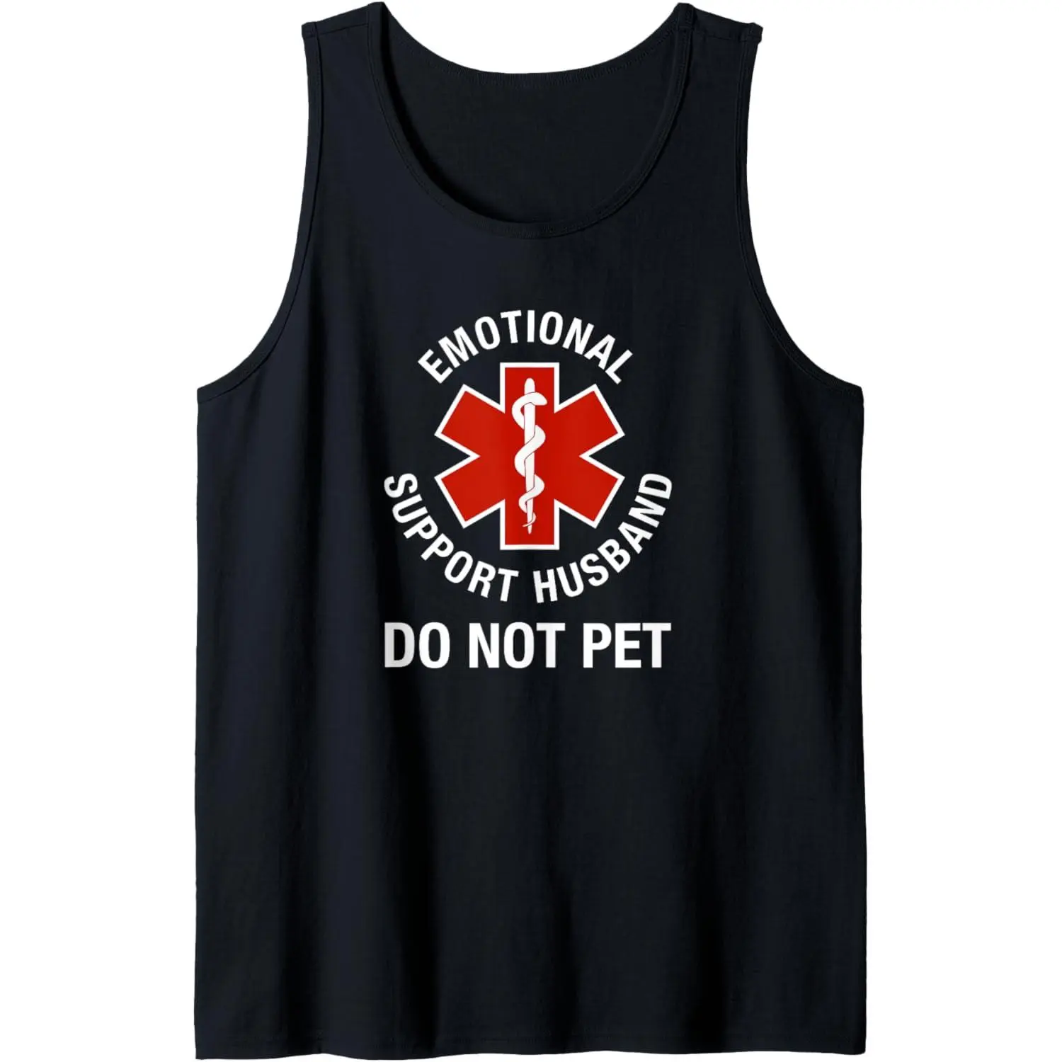 Men's Classic Fit Cotton Tank Top - Soft, Breathable, Lightweight, Sleeveless Sporty Chic Menswear with Funny "Emotional Support Husband" Graphic for Gym & Lounging, Multi-Size