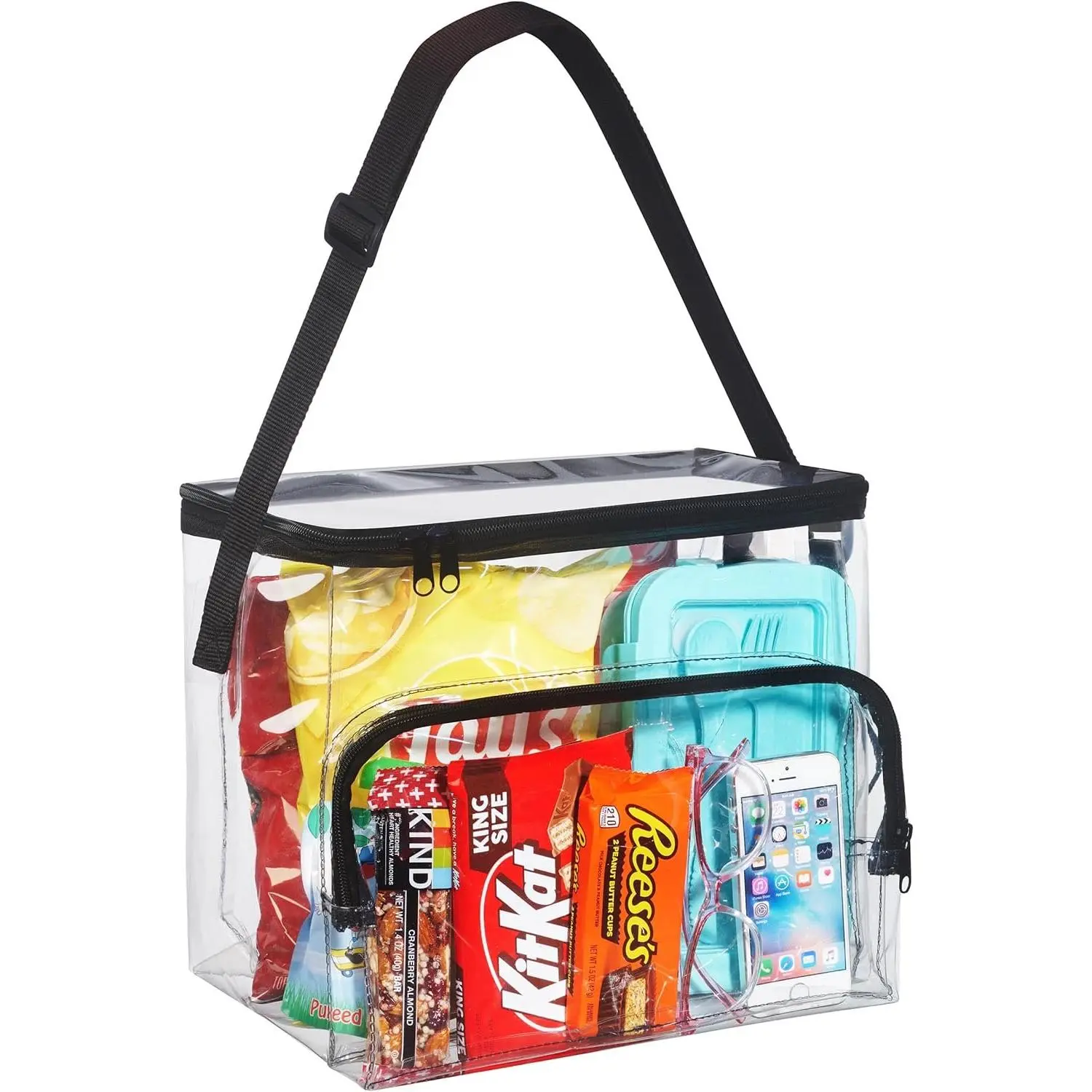 Clear Lunch Bag, Durable PVC Plastic See Through Lunch Bag with Adjustable  Strap Handle for Prison Correctional Officers, Work, Stadium Approved, Freezer Proof, (Medium)