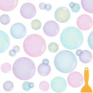 30 count Bubble Non Slip Bathtub Stickers Colorful Bubble Anti Slip Shower Stickers Shower Floor Nonslip Sticker Applique Adhesive  Treads with Scraper for Bathtub Bathroom Floor