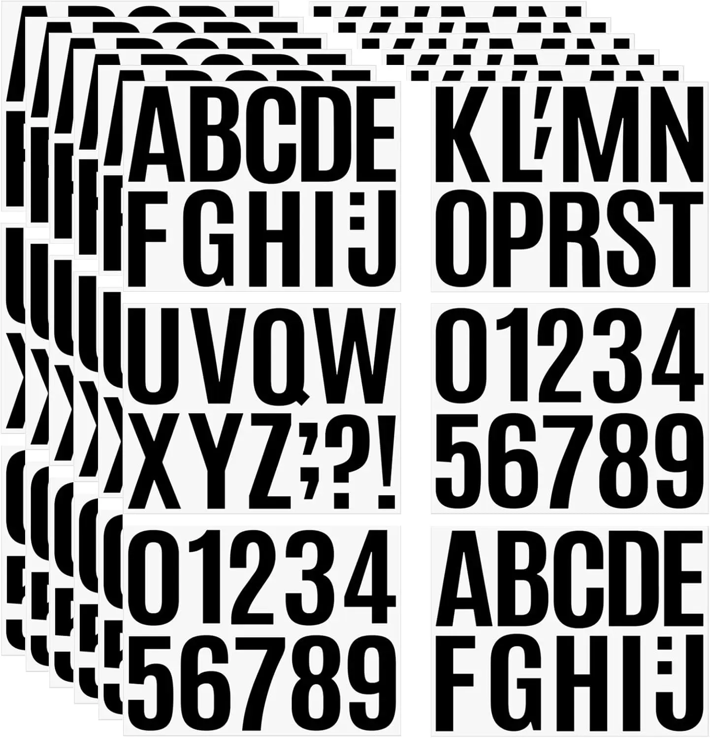 4-Inch Self-Adhesive Vinyl Alphabet & Number Stickers - 258-Count Black, Water Resistant, Durable, Easy to Apply Car Exterior Accessories for Mailboxes, Doors, Residential & Commercial Labeling, Mailbox