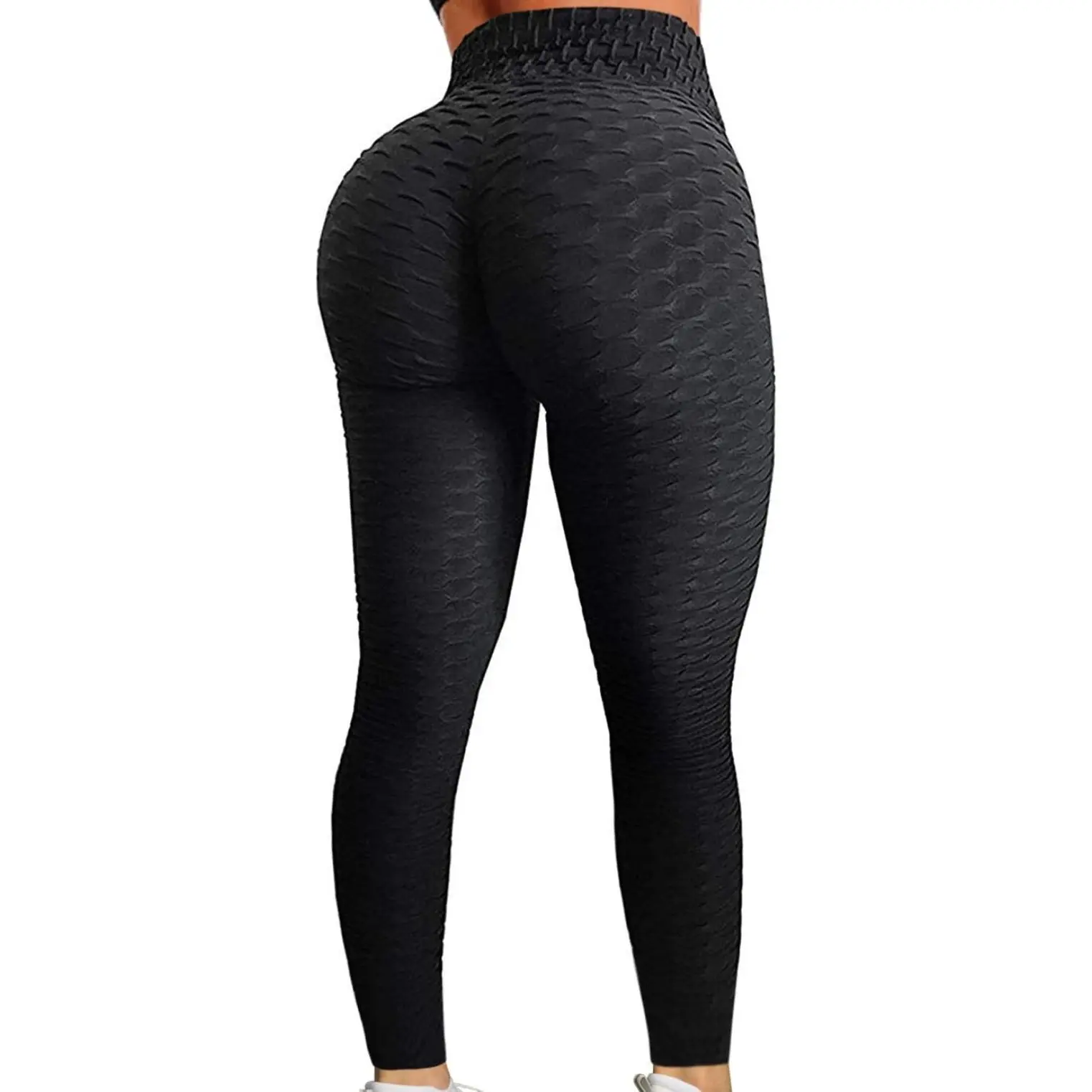 Women's High Waist Yoga Pants Tummy Control Workout Ruched Butt Lifting Stretchy Leggings Textured Booty Tights