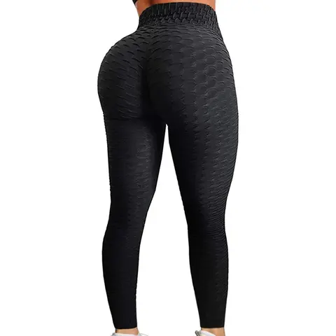 Women's High Waist Yoga Pants Tummy Control Workout Ruched Butt Lifting Stretchy Leggings Textured Booty Tights