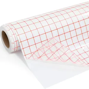 Clear Vinyl Transfer Paper Alignment Grid, Adhesive Vinyl for Decals, Signs, Windows, Stickers, Compatible with Silhouette Cameo