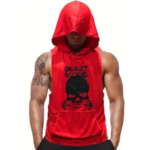 Men Sleeveless Hooded Stringers Workout Tank Tops Skull Bodybuilding Workout Shirts Socks compression shirts oversized gym shirts hikingoutfitswomen gym shirts