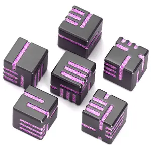 Glitter Purple Line Metal D6 Dice 16mm,  Die 6 Unique Dice Set Great for DND RPG Dungeons n Dragons
