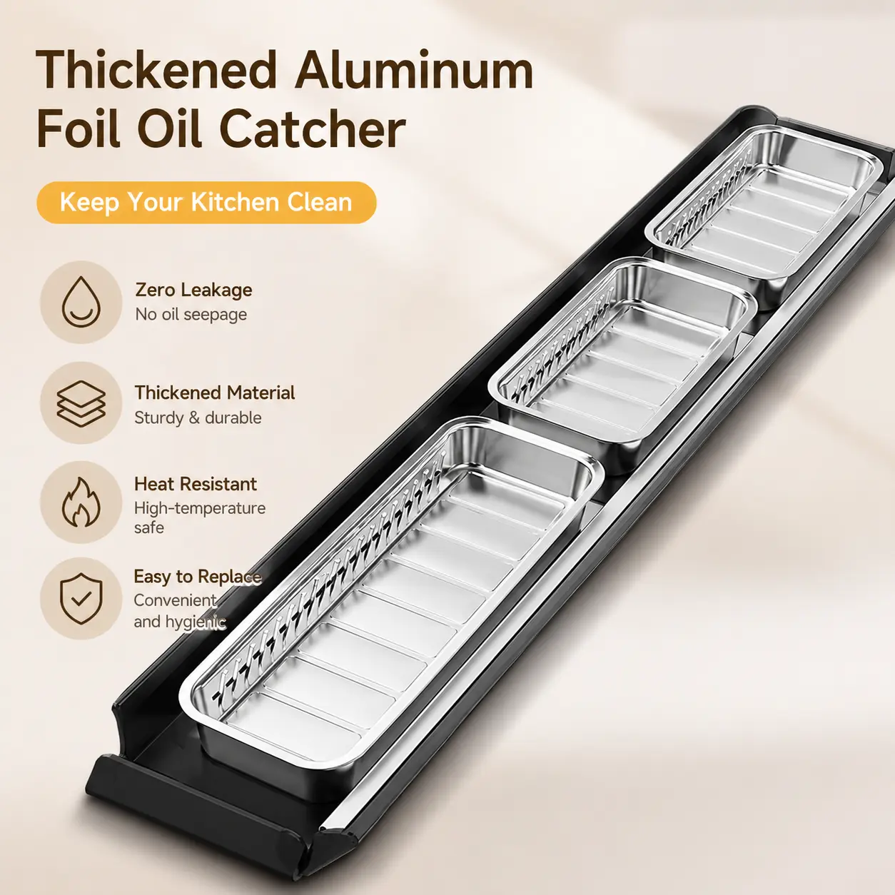 Thickened Aluminum Grease Trap Tray, Disposable Aluminum Foil Oil Container for Catching Dripping Grease Under Kitchen Range Hoods
