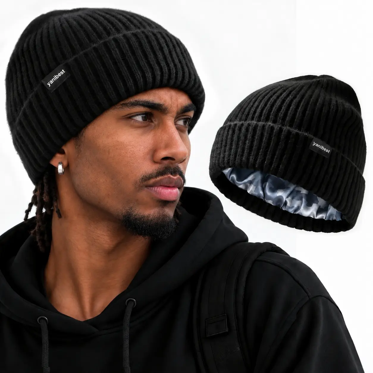 YANIBEST Winter Hats Satin Lined Beanie for Cold Weather Beanie Hat