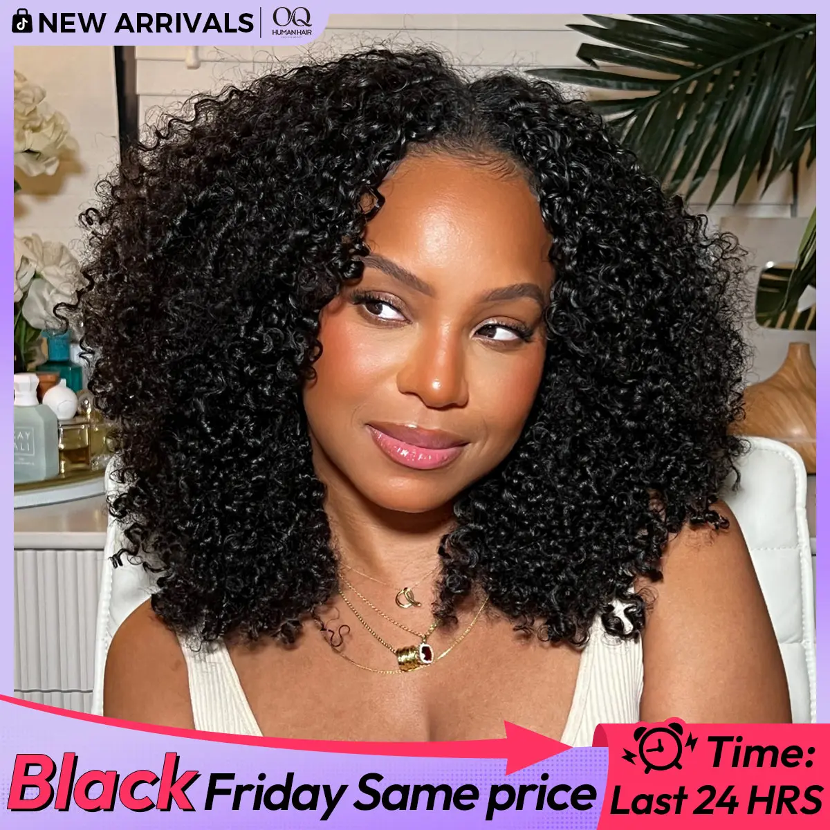 OQ HAIR Afro Curly V Part Wig 180% 250% Density No Leave Out Thin Part Human Hair Wigs 3 In 1 Half Wig Drawstring Cap Invisible Hairline 0 Skill Needed Glueless Wig Beginner Friendly #tiktokshopstockup #SohoChic