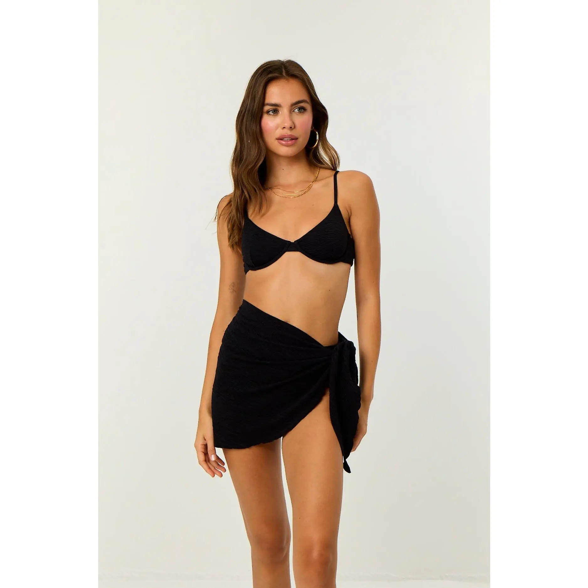 Blake Short Sarong - Black Jacquard