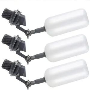 3 Pcs Float Ball Valve, 3/4 Inch Water Tank Filter Float Valve, Supply Tube Automatic Fill Float Valve with Adjustable Arm for Ponds, Pool, Livestock Water Trough, Aquariums, Aquaculture(Black)