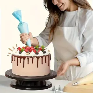 11" Cake Decorating Turntable with Smooth 360° Rotating Base - Lightweight Baking Stand & Craft Decorating Accessories | Non-Slip Professional Cake Spinner & Display Riser for Home Bakers, DIY Crafting & Cookie Decorating