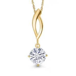 Gem Stone King Infinity Drop Pendant Necklace for Women in 10K Yellow Gold | 6.5MM Round Gemstone Birthstone | With 18 Inch Chain | Fine Jewelry for Her Mom Wife